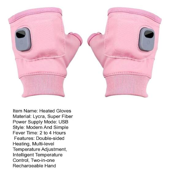 USB Heated Gloves with Digital Display Portable Smart Thermostatic Electric Heated Fingerless Gloves Hand Warming Gloves Outdoor Work Cycling Skiing