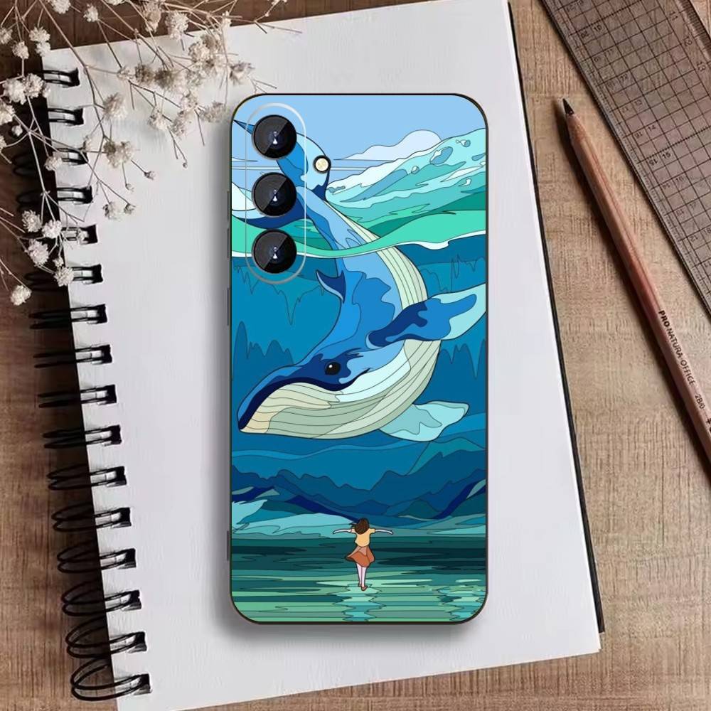 Whale Fall-Art Phone Case For Samsung Galaxy A73,A21s,A22,A31,A52,A53,A71,A41Soft Black Shell
