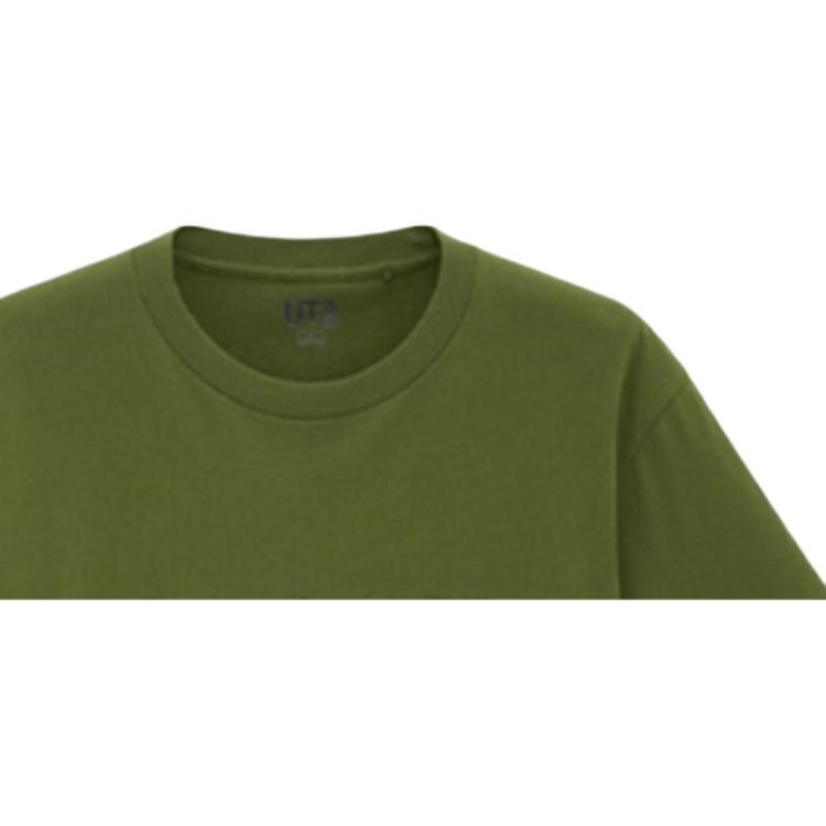 Uniqlo Cartoon Print Crew Neck Short Sleeve T-Shirt Unisex Tops Olive-Green 435427-56