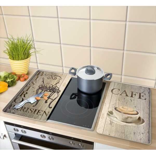 Protection plaque de cuisson en verre 'Bistro' - WENKO - Lot de 2 - Multicolore