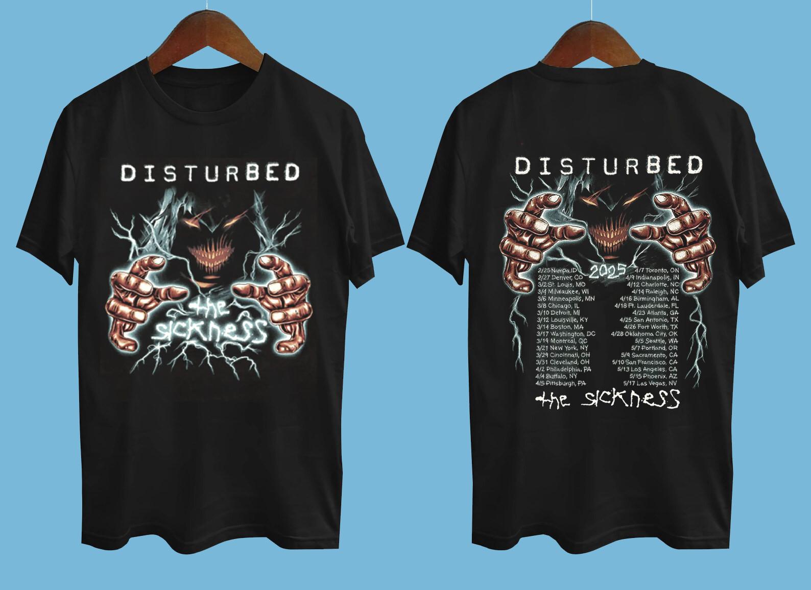 Collection Disturbed Band Sickness 25 Tour Black All Size Shirt OB301 XXXXL