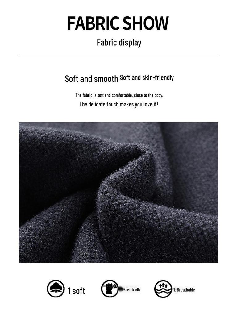 Men's Warm Thickened Knit Sweater - Autumn/Winter Casual, Middle-Aged, Round Neck, Solid Color, Fluffy Velvet.