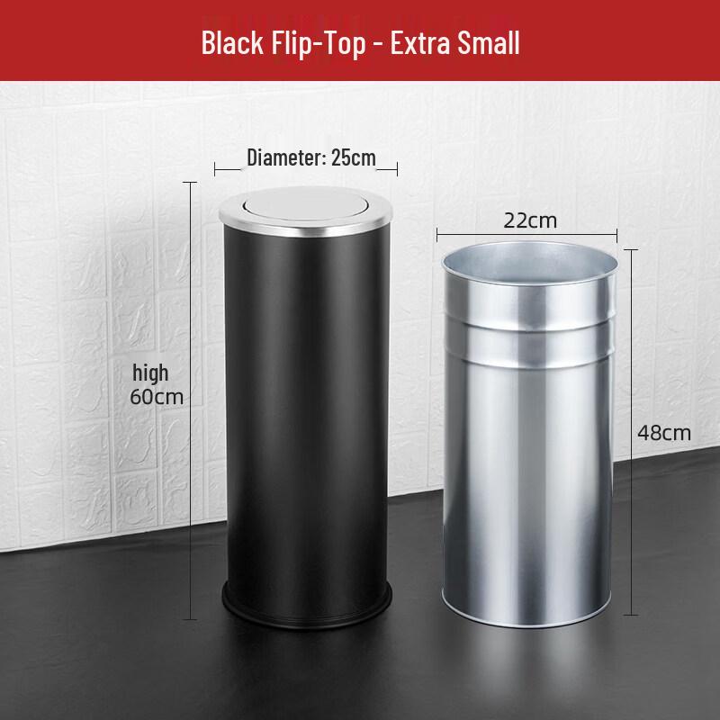 

Stainless Steel Round Waste Bin with Flip Lid