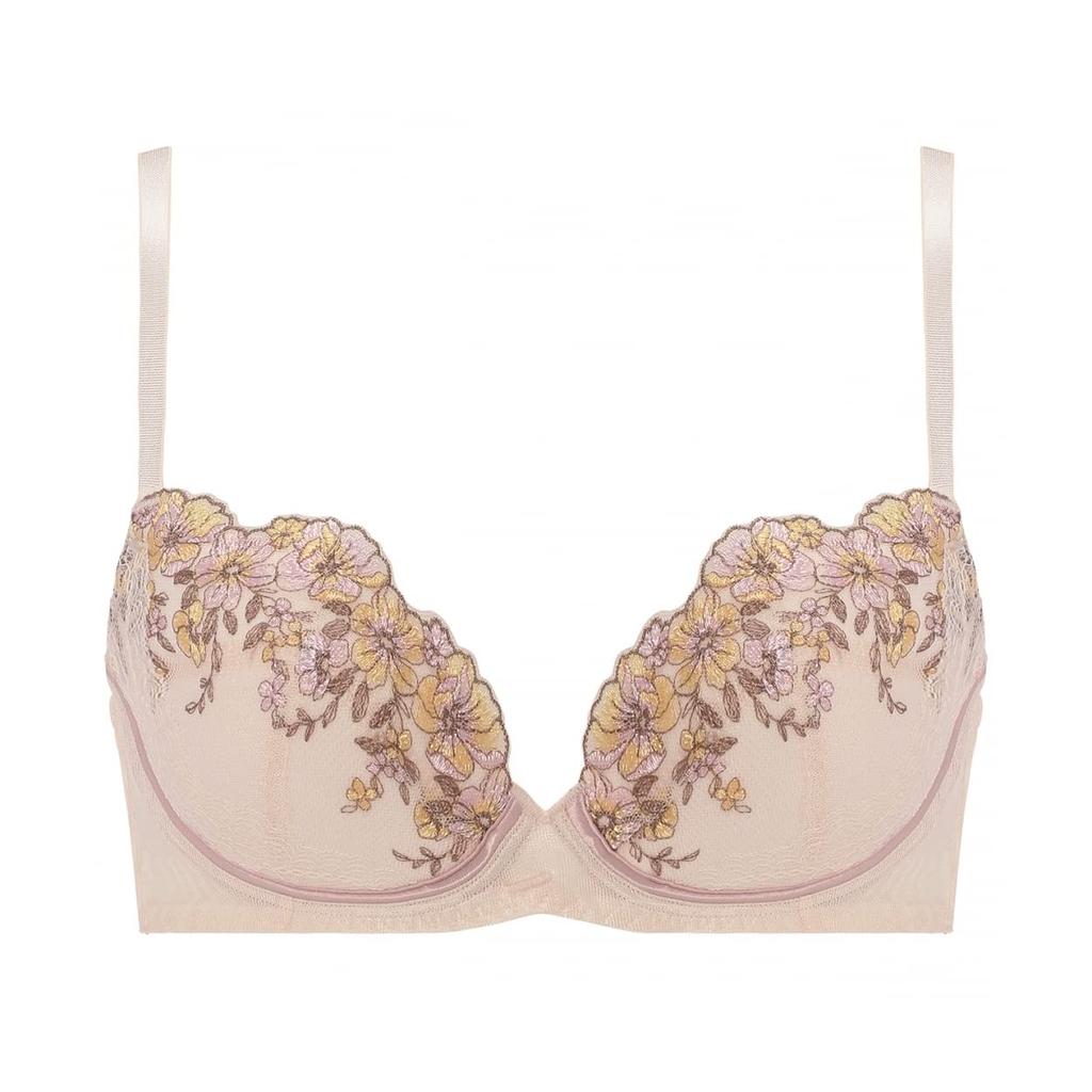 AMOSTYLE Charming Glamor Dear M019 Size E65 Bra, Floral, (Pink),