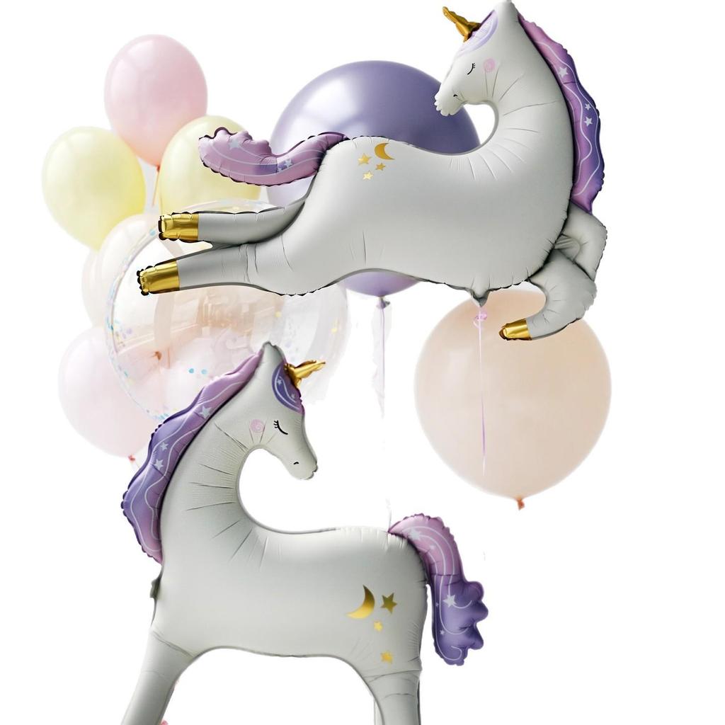 Korean Style Matte Unicorn Carousel Balloons for Kids' Birthday Decoration