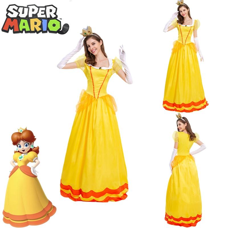 Pink Princess Daisy Dress Set For Super Mario Fans
