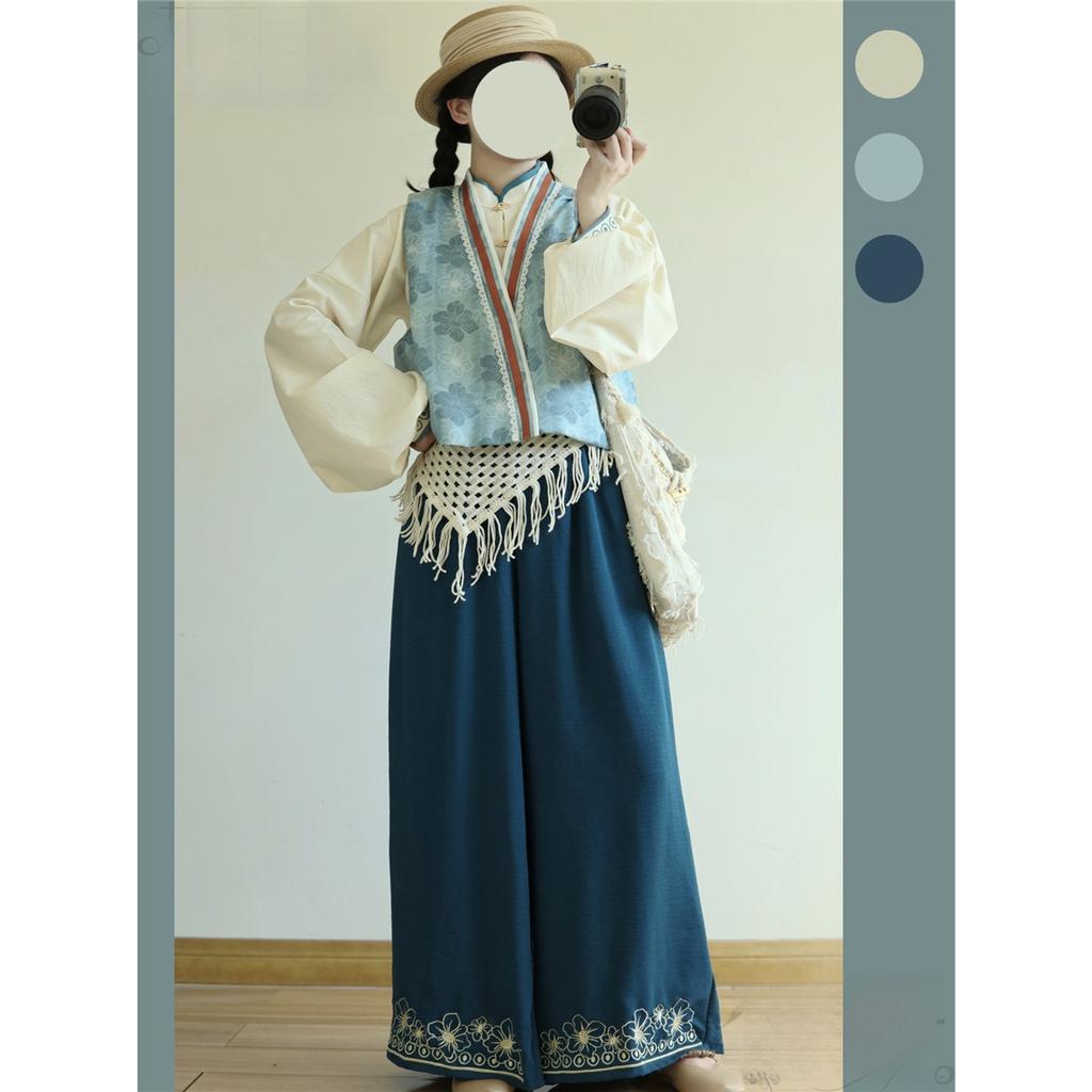 Chinese Tang Dynasty Style Hanfu Suit For Women Tang Beizi Daily Improved Literary Retro Suit