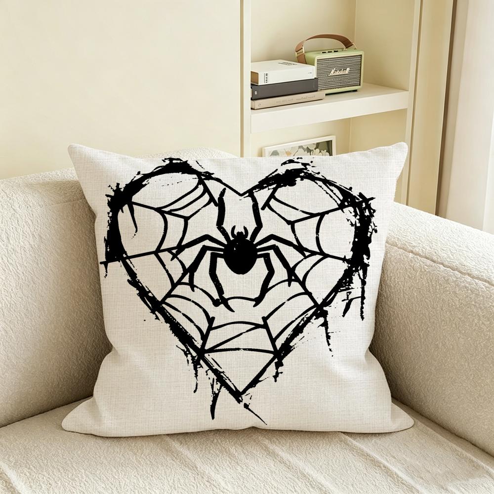 S-Spider Web Cushion Cover Natural Linen Pillowcase Set, All-In-One Decor For Sofa, Bedroom & Chair