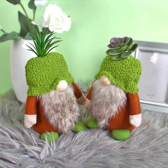 Plush Gnome Spring Decoration Cute Green Plant Gnome Doll for Tiered Tray Indoor Table Office Farmhouse Christmas Decoration