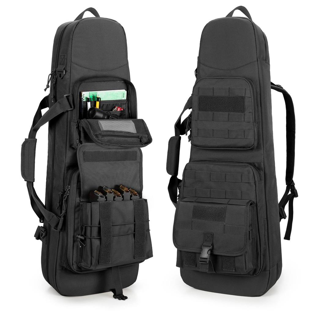 DSLEAF Gun Case, Holds Two Guns, Fits 32-inch/80cm Rifles, Rifle Bag, Backpack, Double Rifle Case, Large Capacity Gun Bag (Black)