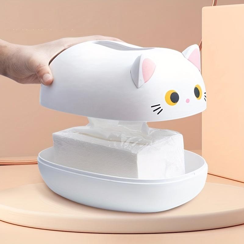 Adorable Cat-Shaped Tissue Box Suitable for Home Decor - Cute Kitten Holder Container Decorative Storage
