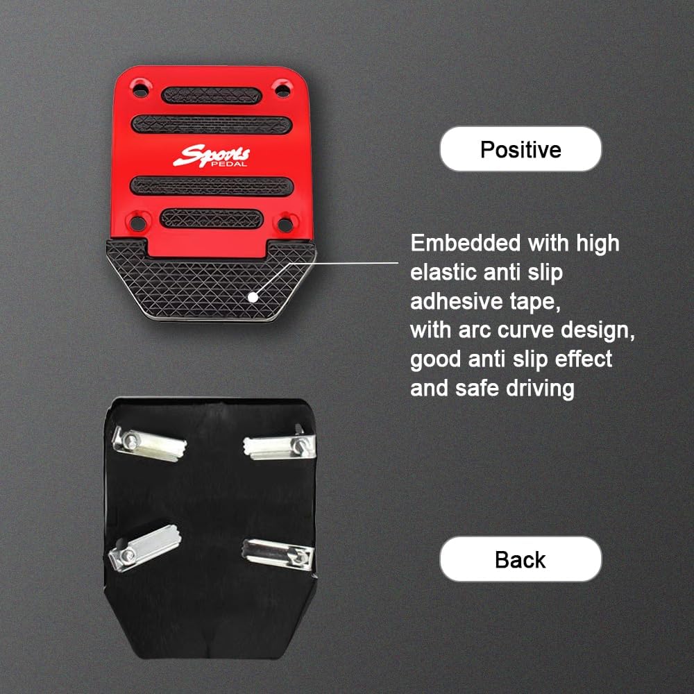 3PCS Car Non-Slip Aluminum Alloy Pedal Pads, Manual Transmission Brake Pedal Covers, Sports Gas Fuel Petrol Clutch Foot Pedals, Anti-Rubbing Car