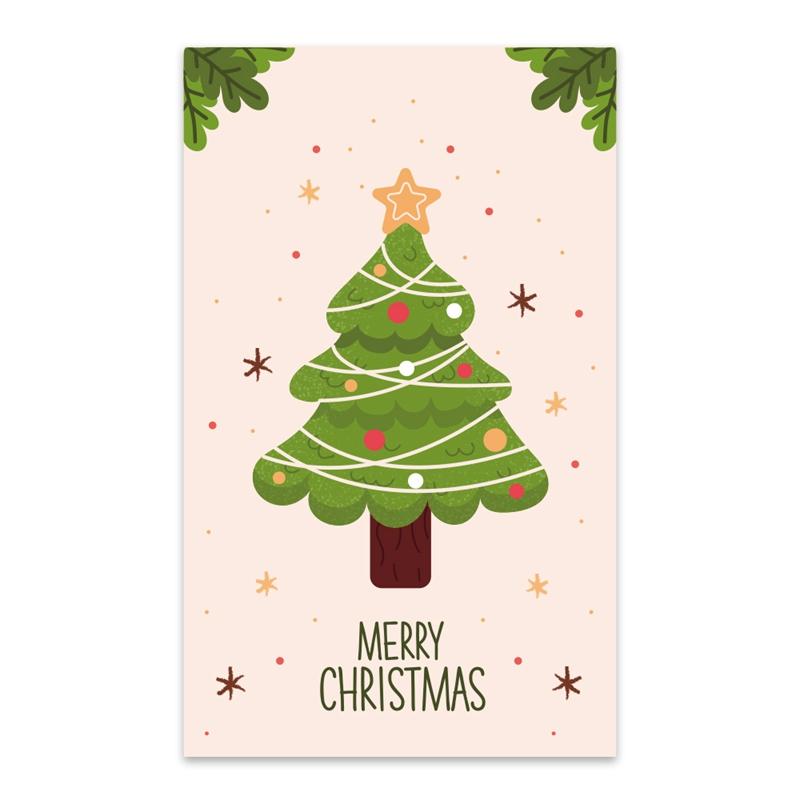 30Pcs Merry Christmas Gift Cards Greeting Card Christmas Tree Stickers Cute Design For 2022 New Year Gift decoration card