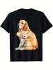 Golden Retriever I Love Dad Watercolor Graphic T Shirt Dog Dad Father's Day Pet Lover Unisex Loose Casual Short Sleeve Tops