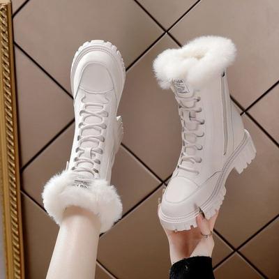 Snow Boots Winter New Thick-soled Piled Thickened Warm Non-slip Medium Tube Heightening Snow Cotton Boots