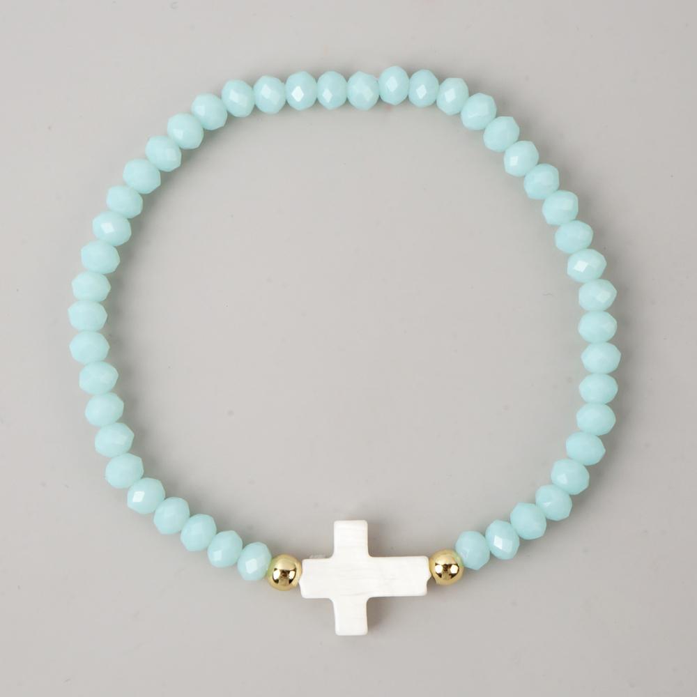 Go2boho Crystal Beaded Bracelets Healing Luck Shell Cross Boho Elastic Stretch Handmade Jewelry For Women Men Fashion Gifts