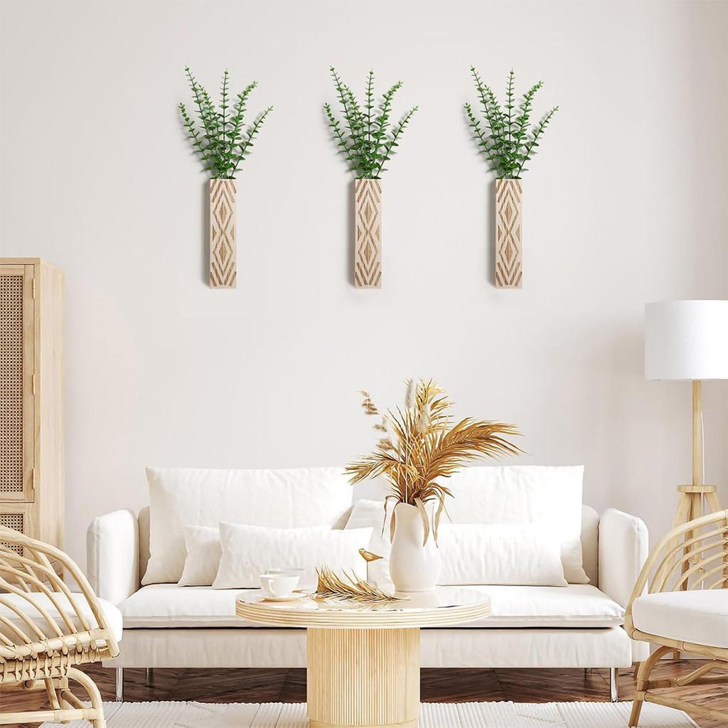 2 Pièces Vase Mural Unique Support à Fleurs en Bois pour les Passionnés de Décoration Intérieure Naturelle Vase pour Fleurs Séchées