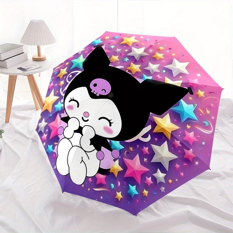 Kuromi Automatic opening and closing folding umbrella with 8-rib frame and compact travel design, perfect for all occasions | Stylish foldin