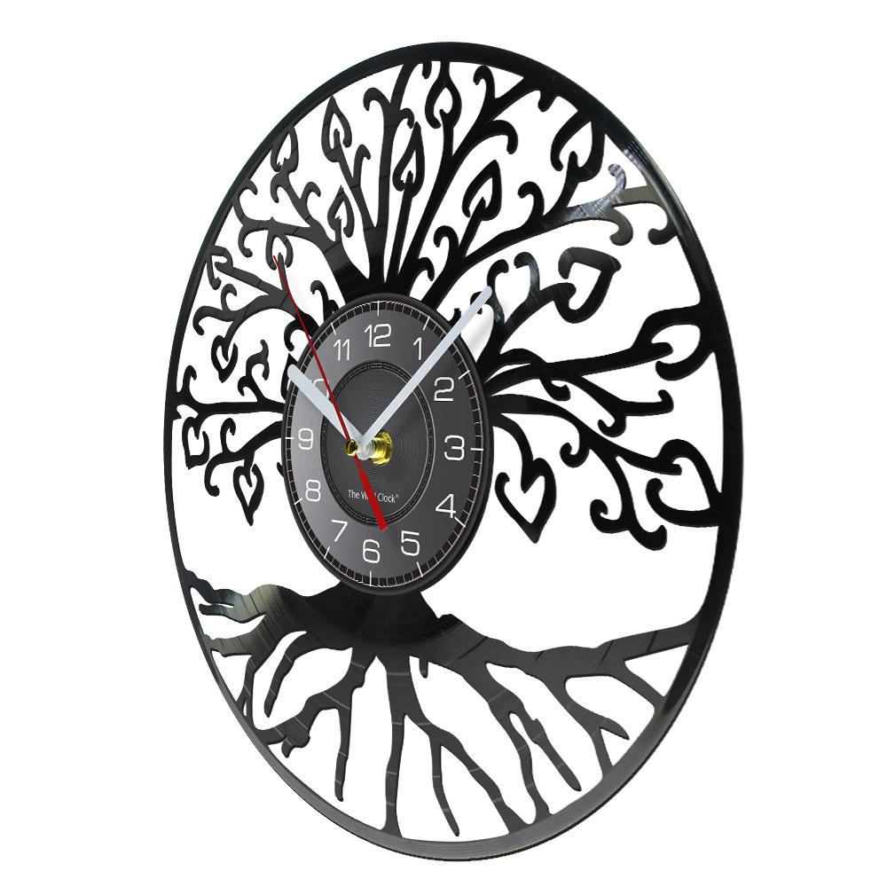 Tree of Life Retro Vinyl Record Wall Clock Living Room Kitchen Family Tree Retro Vinyl Longplay Wall Art Home Decor Wall Clock