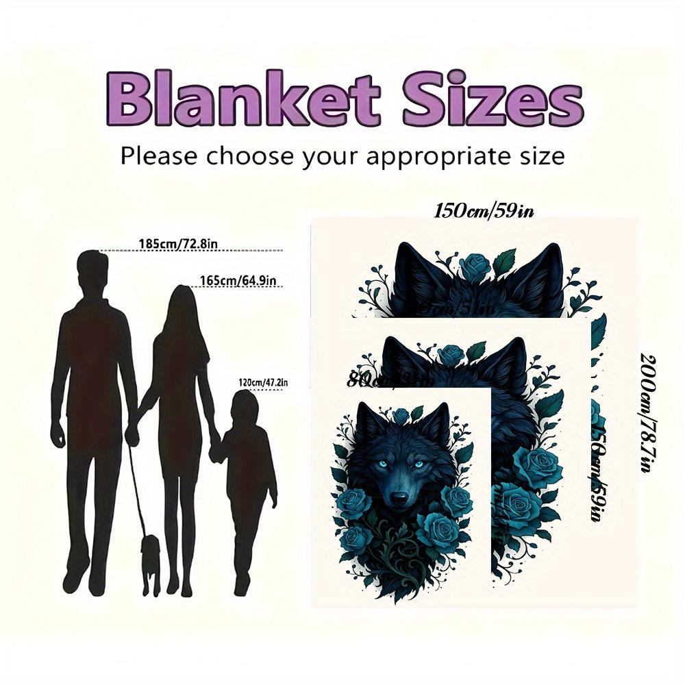 1Pc Wolf Roses Print Flannel Blanket, High Quality Digital Printing, Comfortable for All Seasons, Home DecorGifts821007