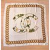 Used Price Reduction Unused 100% Silk Large Scarf, Coco Mark, Camellia, Chain Pattern