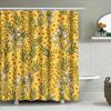 Floral Shower Curtain Decorative Bath Mat Pvc Waterproof Bathroom Decor Wall Hanging Printed Water Splatter Resistant Yellow Wit