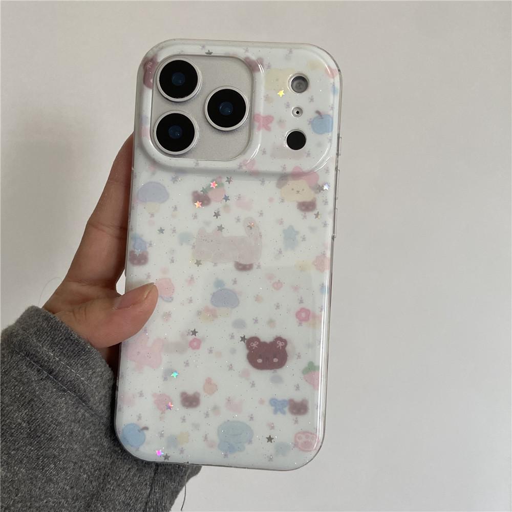 Glitter Star Bow Dog iPhone 17 Pro Max Case - Double Layer Protection for iPhone 15