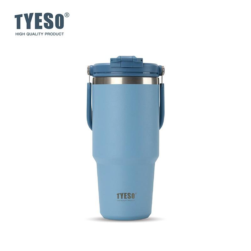 Tyeso Stainless Steel Vacuum Flasks Handle Thermos Cup Dual-Drink Coffee Cup Cold & Hot Insulated Cup Tumbler Ice Cup Car Bottle