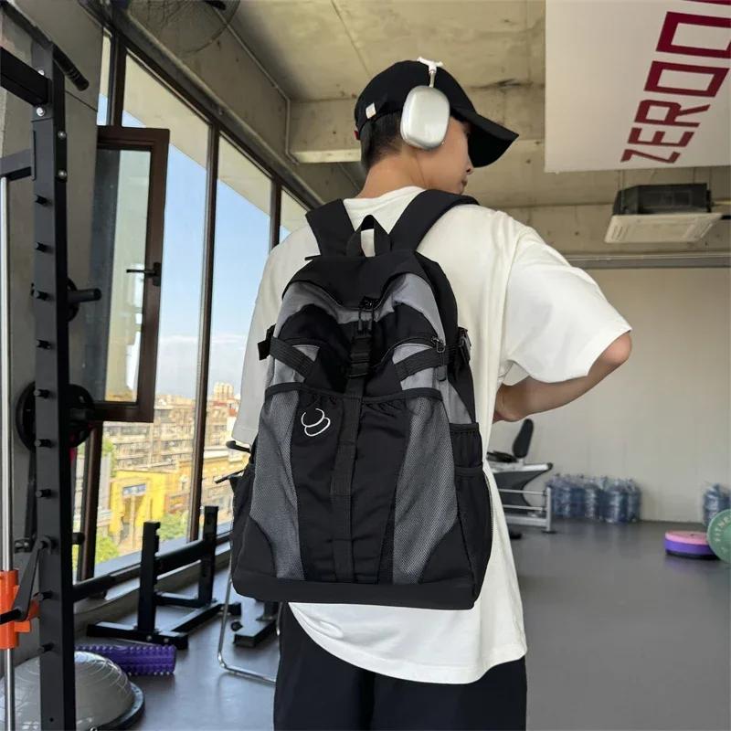 Women Men Lightweight Large Capacity School Outdoor Backpack Black Girl Casual Couple Shoulder Student Supply