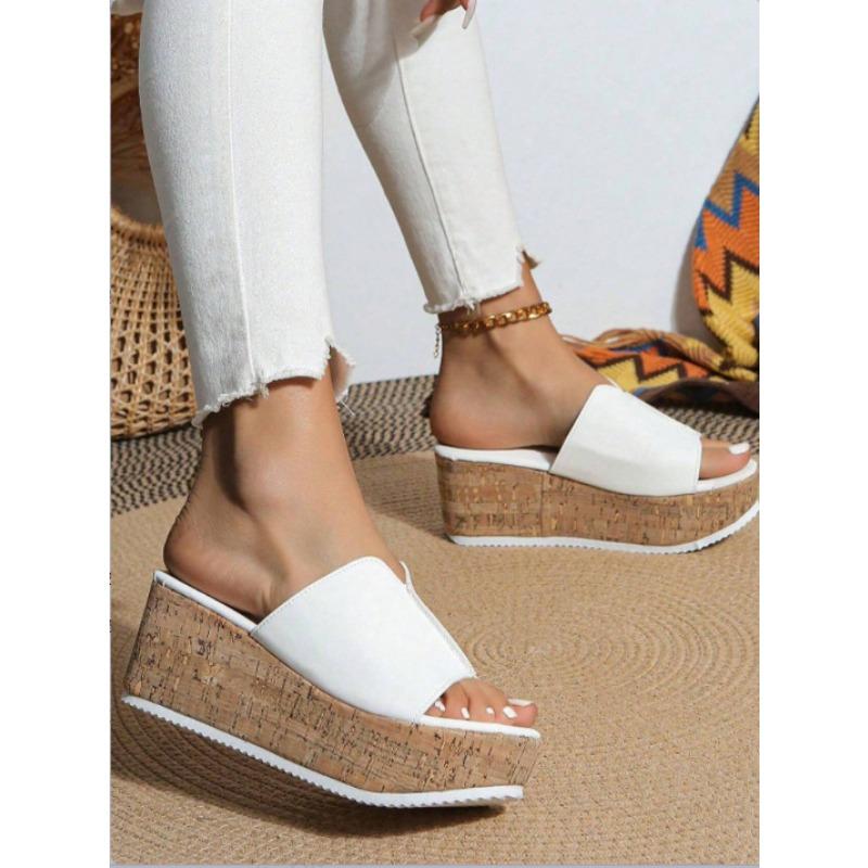 Large Size Women's Slope Heel Sandals New Thick Bottom Slope Heel Retro Women's Sandals Slippers