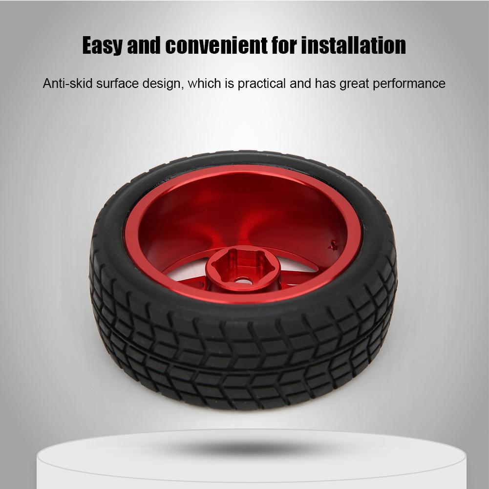 4PCS Aluminum Alloy 110 RC Car Tire Tyre Remote control Car Wheel Hub ReplacementRed