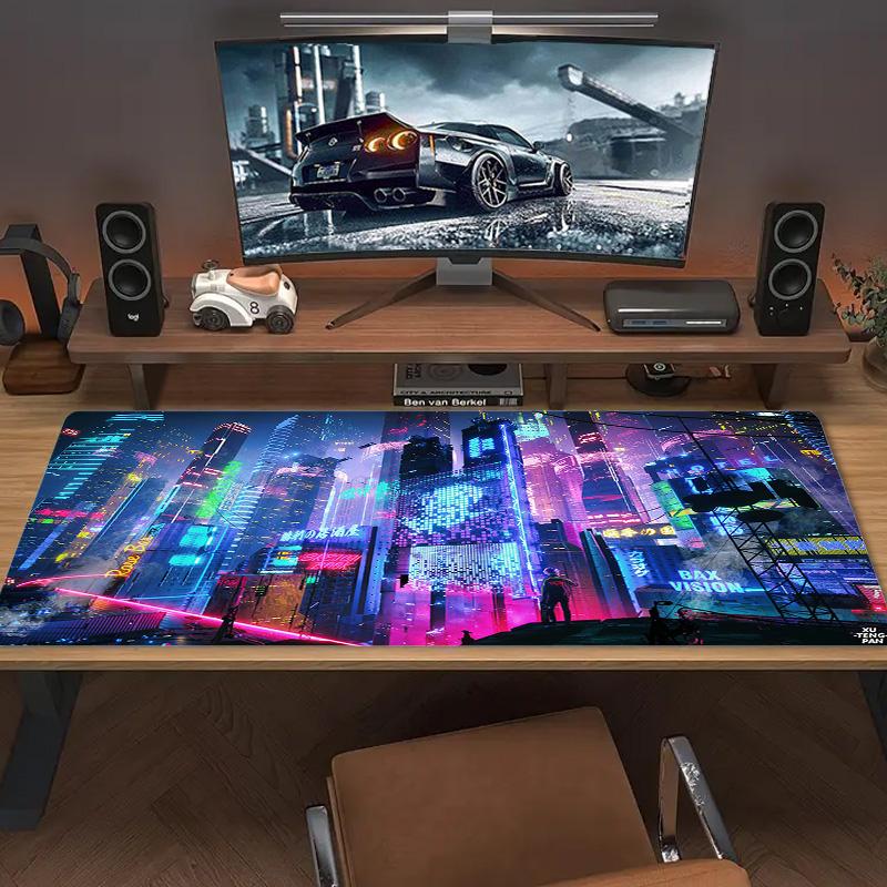 Cyberpunk Color Mouse Pad Large Gaming Table Cushion Non-slip Laptop Tablet Big Mousepad XXL Mat Mini PC Playmat With Lock Edge