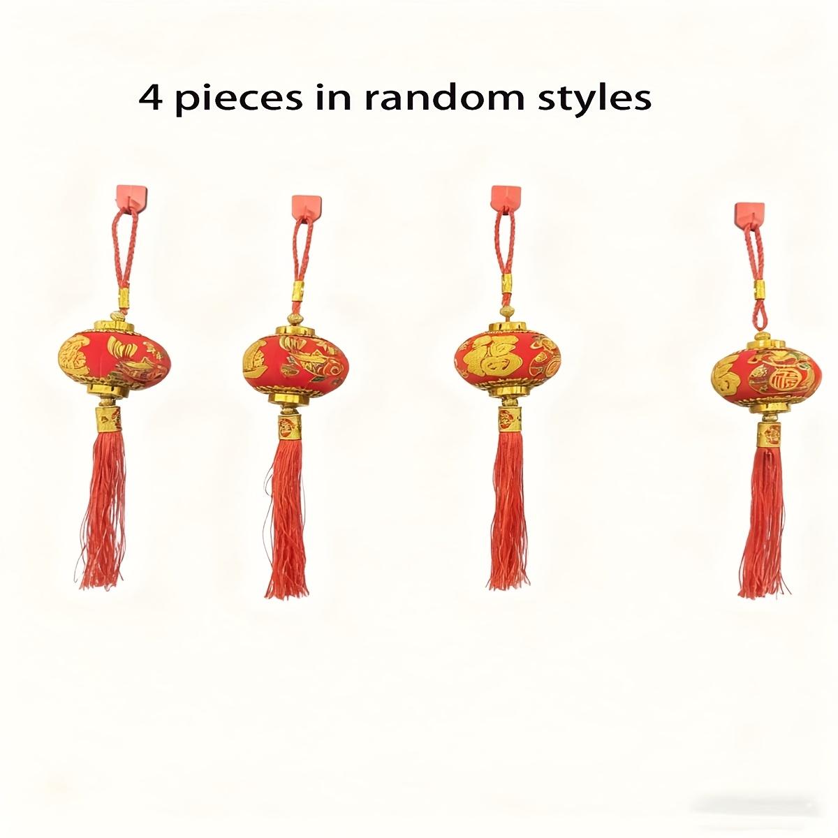 

4pcs Assorted Chinese New Year Lantern Ornaments, Home Decor, Festive Holiday Supplies (Random Styles), Holiday Ornaments 7x36cm