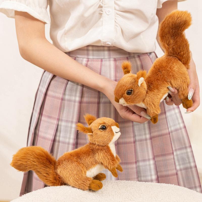 Simualtion Squirrel Plush Lovely Animal Doll Sitting Lively Playful Home Decro Birthday Gifts Zoo Souvenir