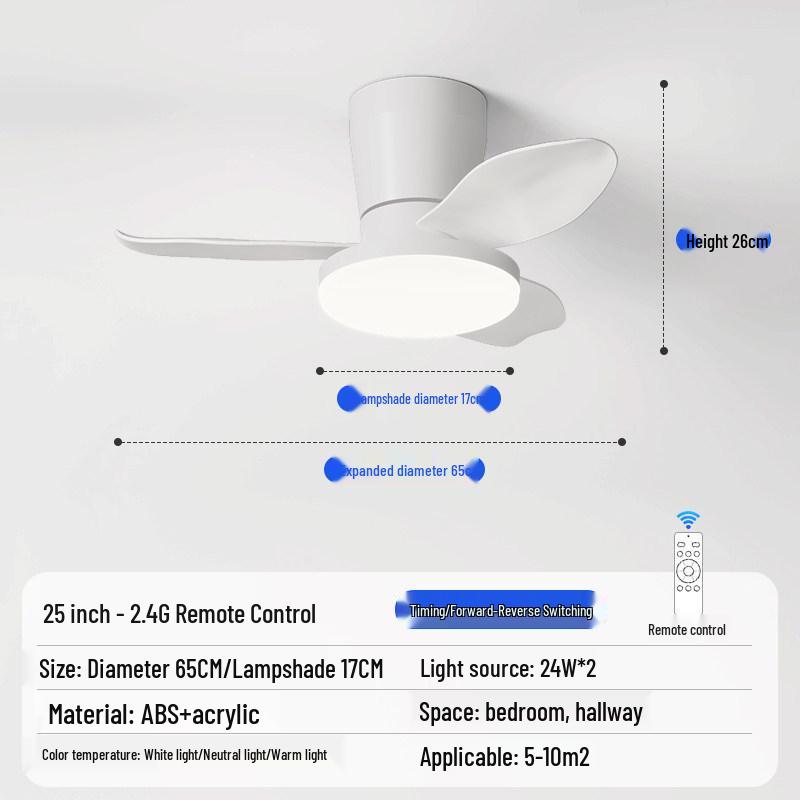 Nordic Smart Ceiling Fan with Silent Operation & Remote, Energy-Saving Eye Protection Light for Bedroom