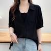 Navava Women Loose Fit Collar Short Sleeve Blouse Nb3196