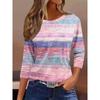 Color Block Striped Crew Neck Long Sleeve T-Shirt Slim Fit Casual Top Daily Wear