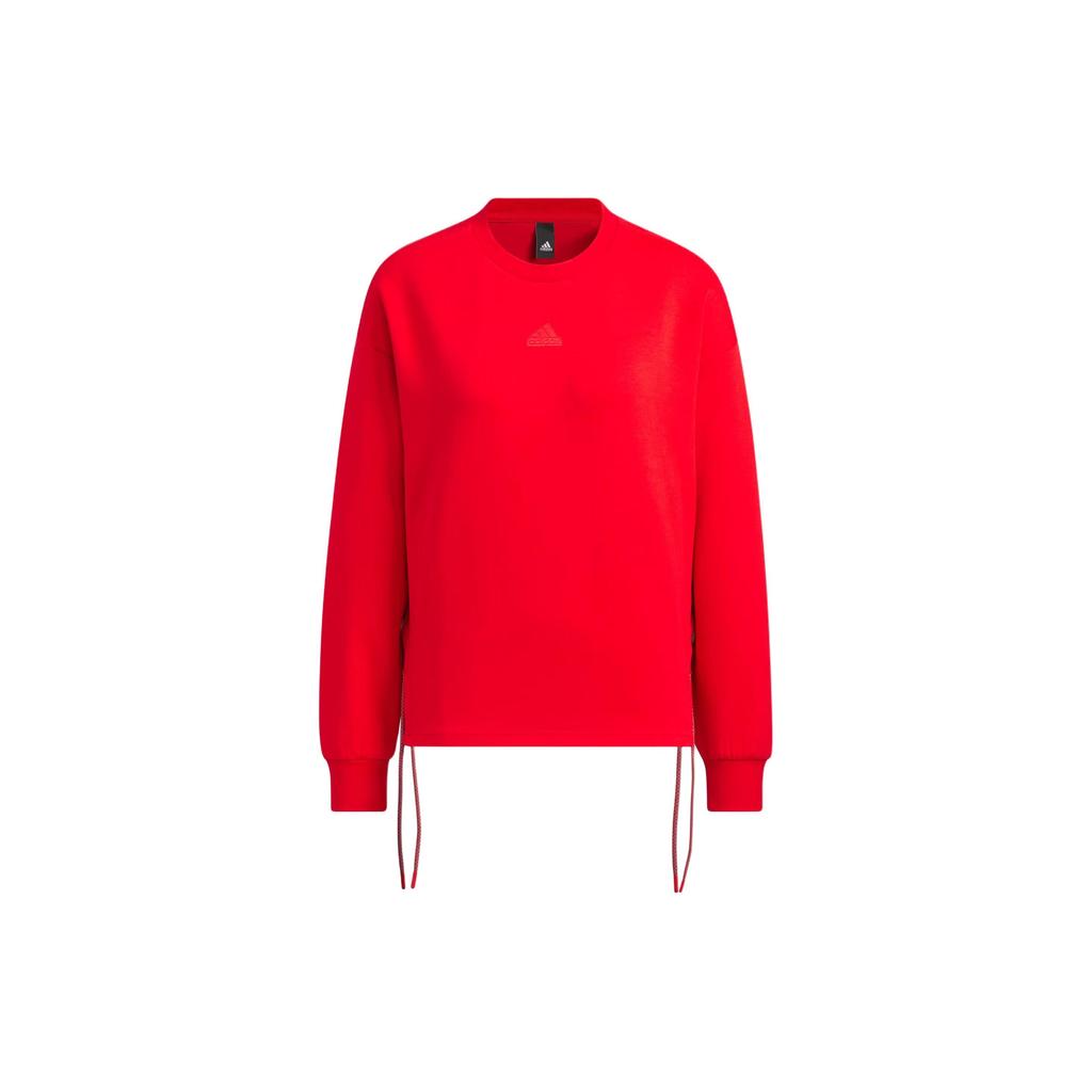 Adidas Future Style Crew Sweatshirt Reflective Stripes Sports Casual Pullover Round Neck Women Sweatshirt Light-Crimson IM8955