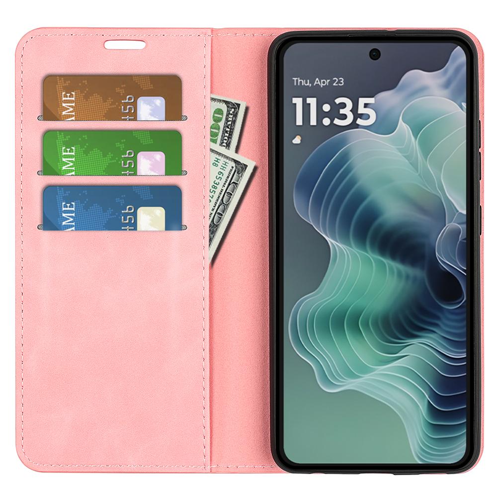 

For Motorola Moto G35 5G Case Skin-Touch Leather Wallet Phone Cover Pink
