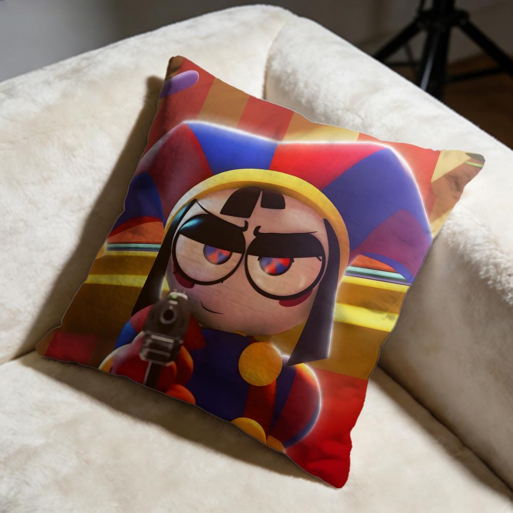 Hot TThe Amazing Digital Circusable Cushion Cover Soft Decorative Pillow Case Suitable for Bedroom Sofa Car Travel Use