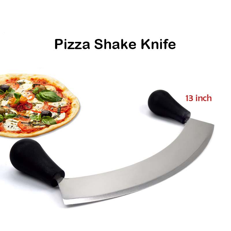 Pizza Rocker Cutter Stainless Steel Pizza Chopper High Quality Kitchen Knife Two Handles Cutter Tool Use for Waffle Cookies