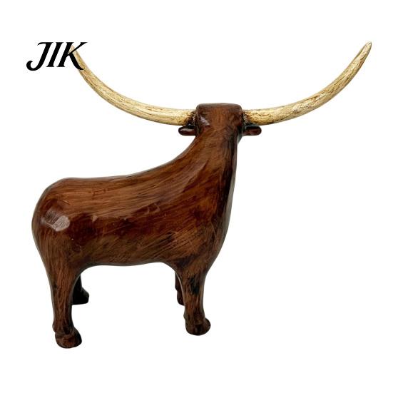Vintage Aesthetic Home Accessories Longhorn Bull Sculpture, Rustic Farmhouse Animal Figurine, Western Style Pastoral Shelf Display Decorative