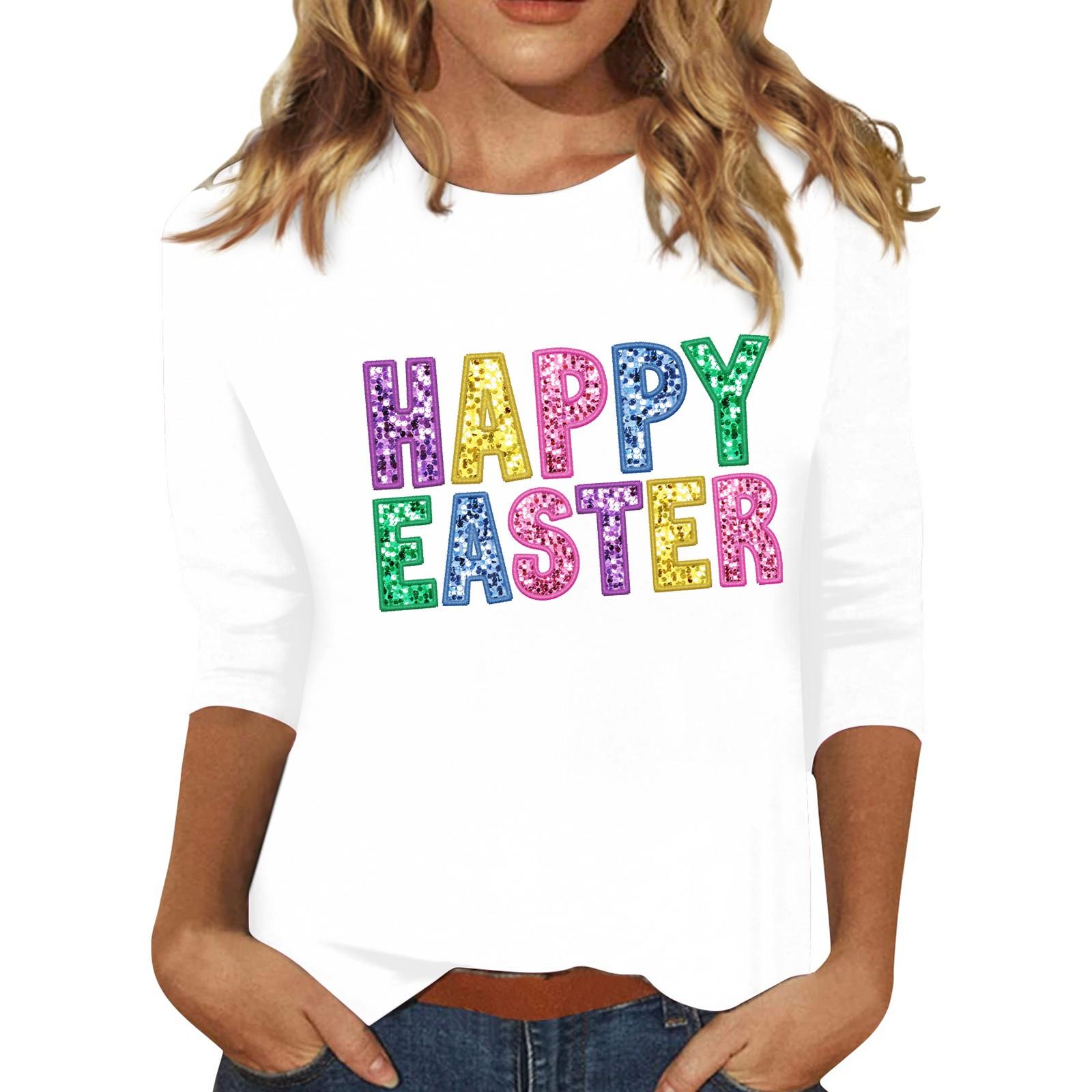 

Женские повседневные футболки с рукавом 3/4, топы с круглым вырезом XL белый