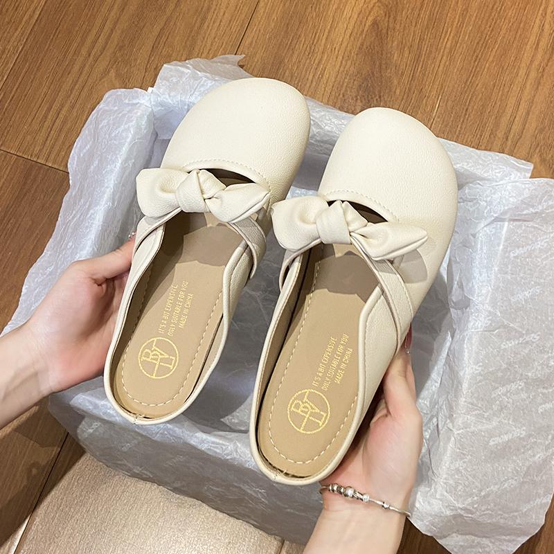 

Модная женская обувь для ходьбы CRLAYDK с бантом, мюли с открытой пяткой, слипоны, домашние шлепанцы с закрытым носком для женщин, лоферы, повседневные уличные тапочки 40