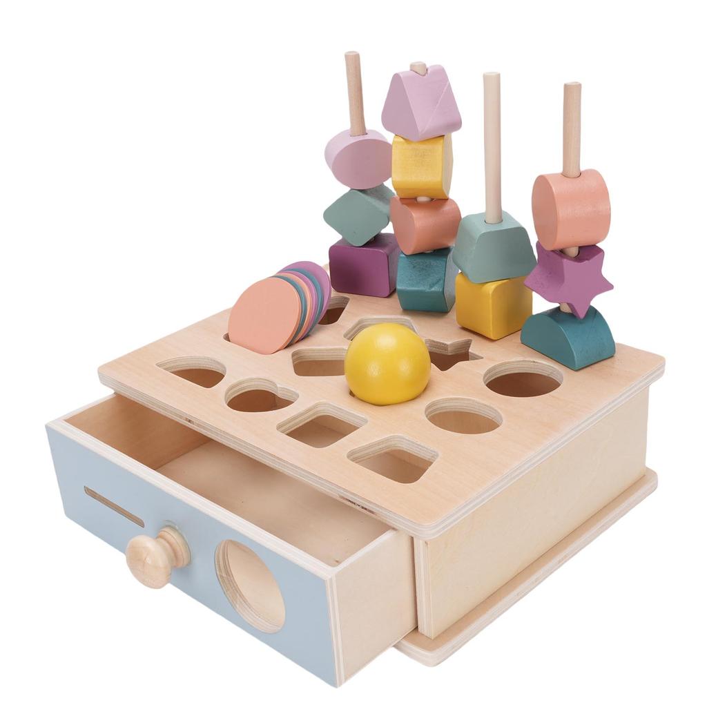 Drewniane Zabawki do Sortowania Kolorów i Układania w Stos Wczesna Nauka Koraliki do Nawlekania Zestaw do Sekwencjonowania dla Maluchów