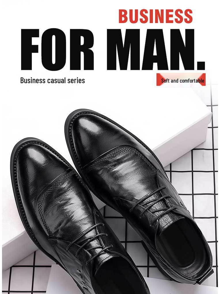 Herrenschuhe aus atmungsaktivem Leder im koreanischen Stil: Business, Casual, Formal, Hochzeit Weiche Sohlen