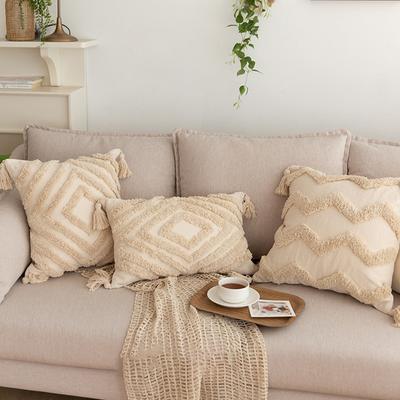 Simple Modern Tufted Tassel Pillow Sofa Living Room Lumbar Pillow Nap Pillow Bed Back Cushion Core-free Pillow Case