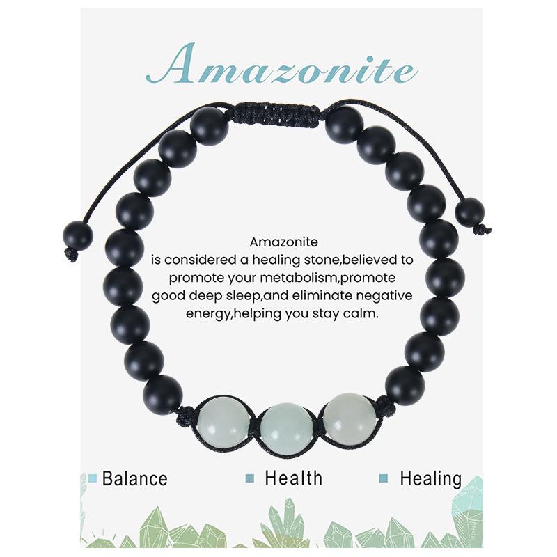 New Natural Stone Amethysts Bracelet with Card 8mm Pink Quartz Fluorite Beads Bracelet Adjustable for Women Men Couple