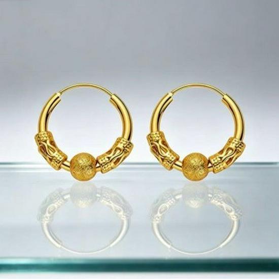 Xiaohongshu Style Gold-Tone Luck Bead Ear Cuff Earrings for Women - Elegant Lightweight Fashion Jewelry