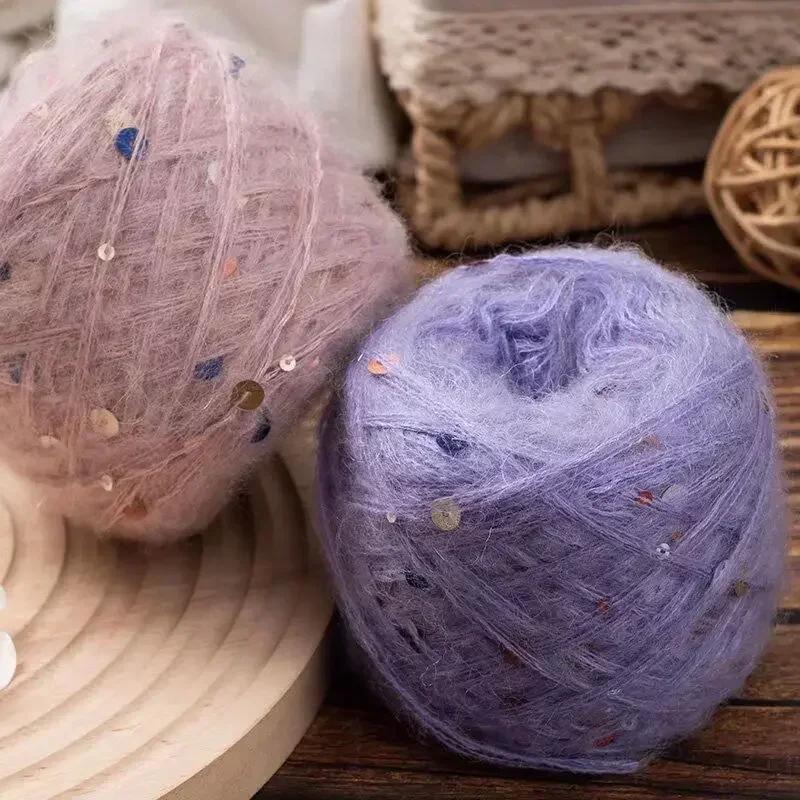 50g Big Sequins, Mohair Wool, Super Soft Yarn, Hat, Sweater, Scarf, Hand Woven DIY Shawl, Wand, Needle DIY Knitting&Crocheting